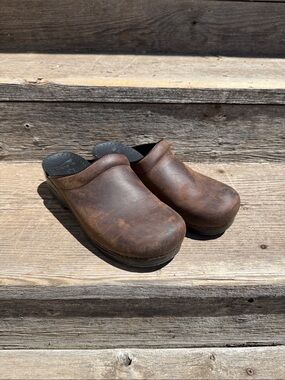 Dansko Brown Leather Slip-On Clogs